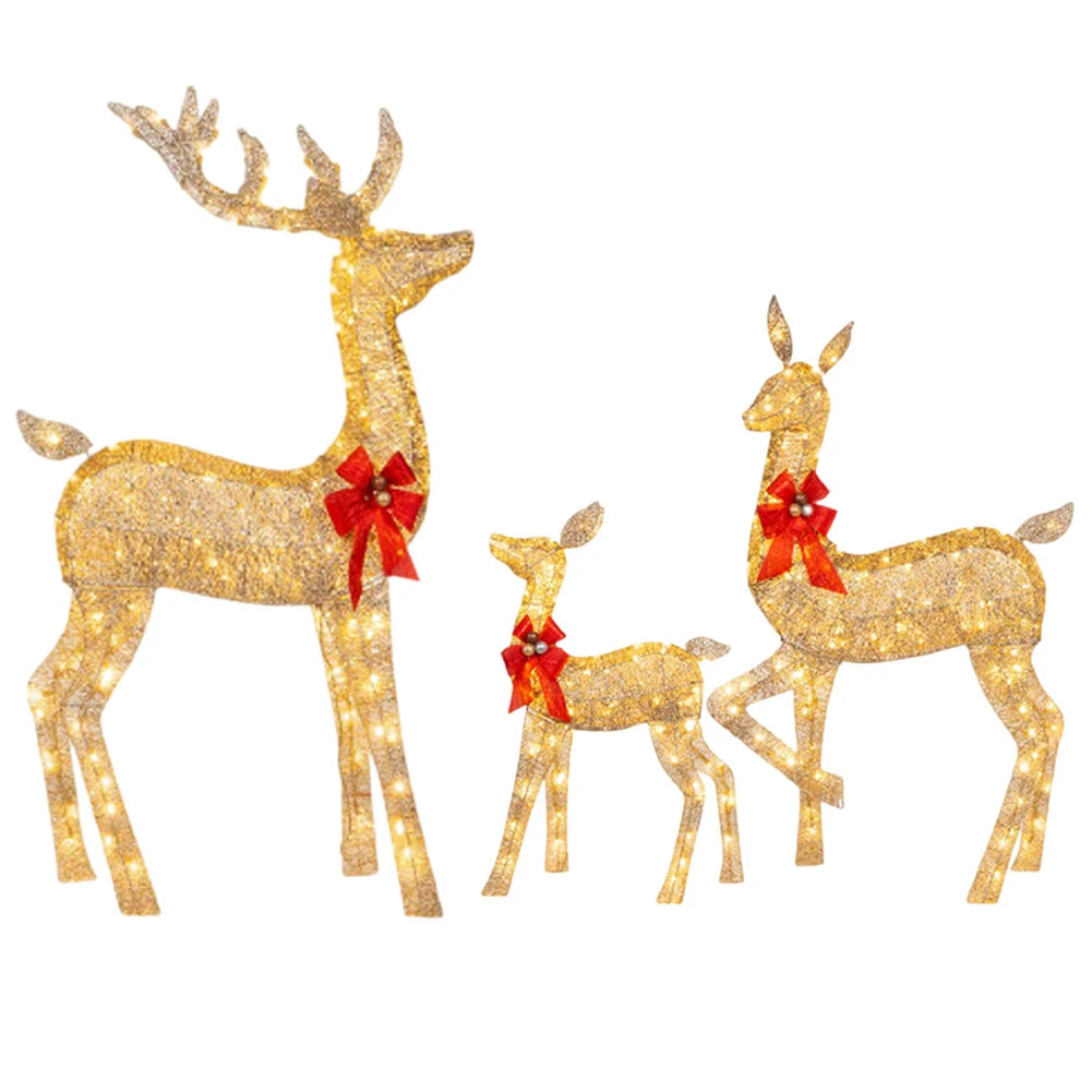 Luzes de Natal: Kit Família de Renas Luminosas para Mesa, Rack e Varanda