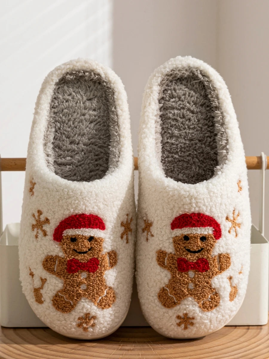 Pantufas de Natal Biscoito de Gengibre em Veludo