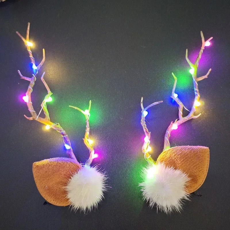 Tiara de Rena Natalina com LED Iluminada