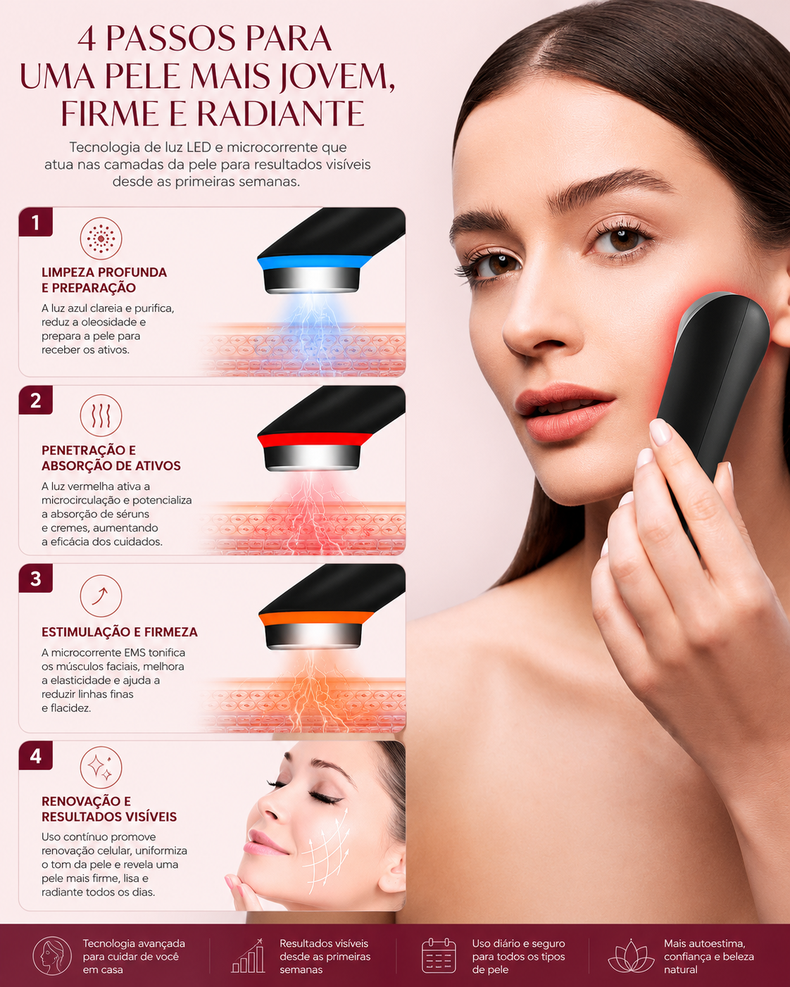 LuxLift™ Dispositivo Facial 6 em 1 [Lifting Natural Sem Agulhas]