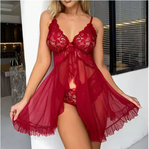 ÉclairFemme Babydoll Sensual Renda & Tule – Lingerie Feminina