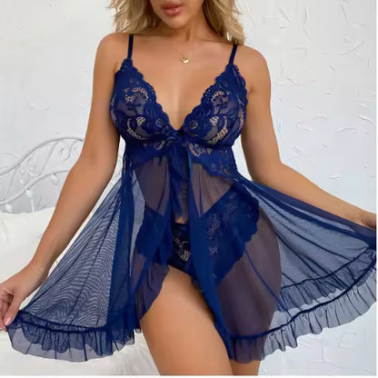 ÉclairFemme Babydoll Sensual Renda & Tule – Lingerie Feminina