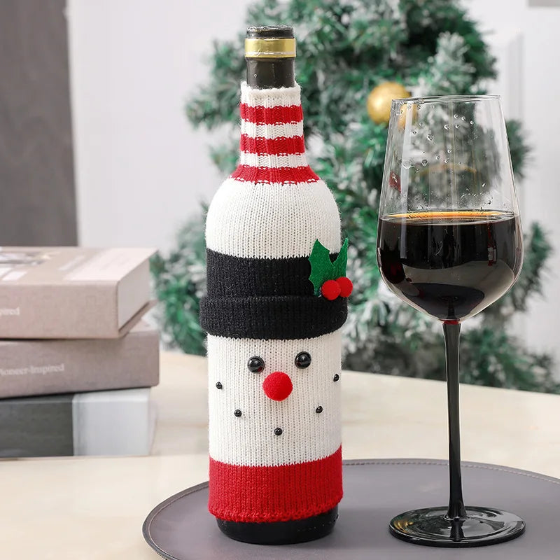 Charme na Garrafa: Vestido Decorativo Natalino em Tricô para Vinhos