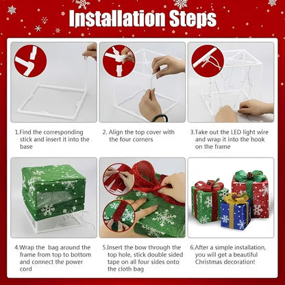 Caixas de Presente Mágicas com LED (Kit com 3 Unidades)