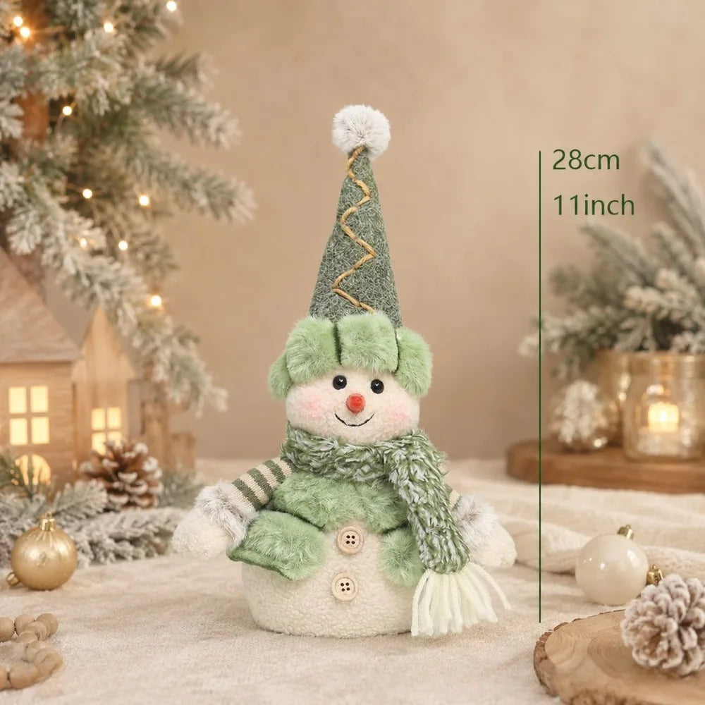 Boneco de Neve e Rena de Pelúcia Decorativa - Coleção Inverno Verde
