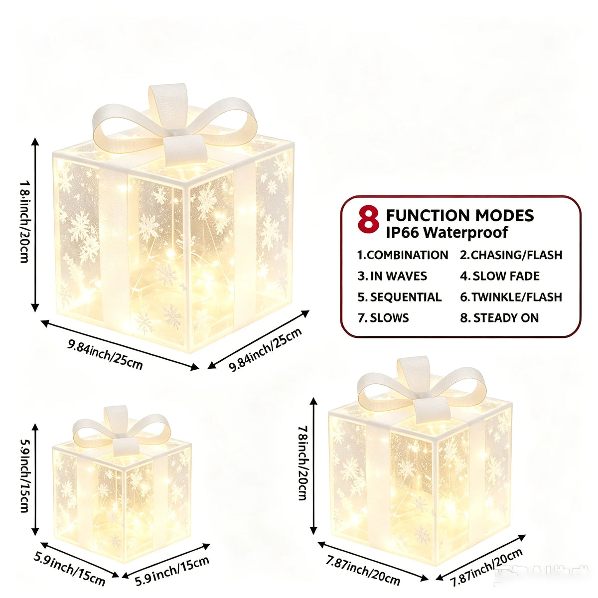 Caixas de Presente Mágicas com LED (Kit com 3 Unidades)