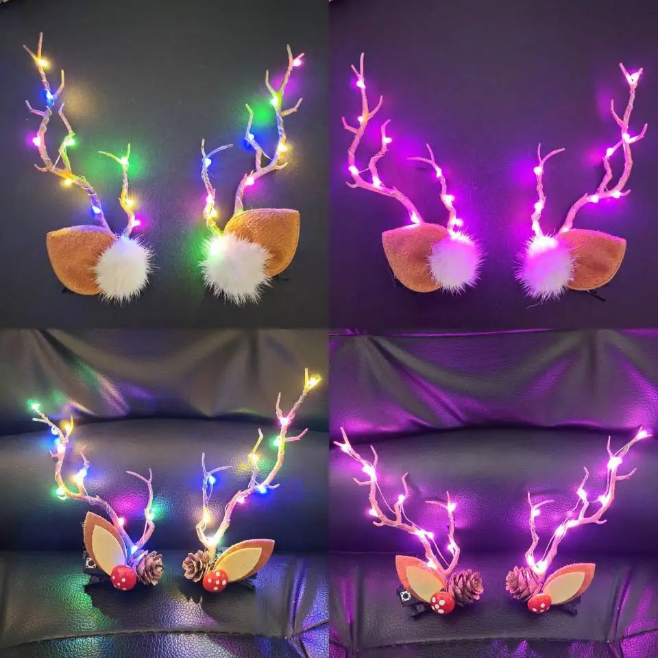 Tiara de Rena Natalina com LED Iluminada