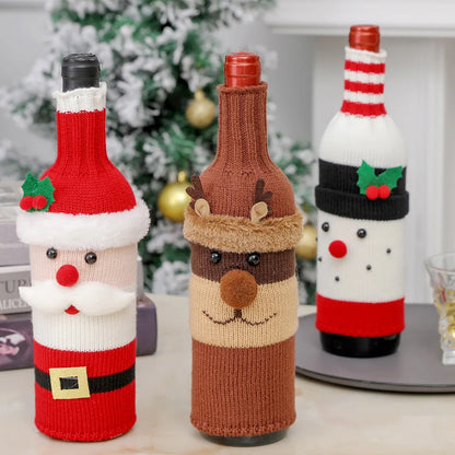 Charme na Garrafa: Vestido Decorativo Natalino em Tricô para Vinhos