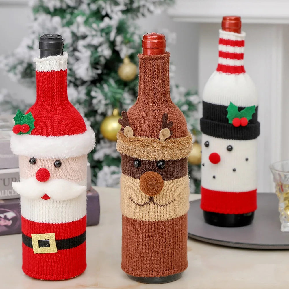 Charme na Garrafa: Vestido Decorativo Natalino em Tricô para Vinhos