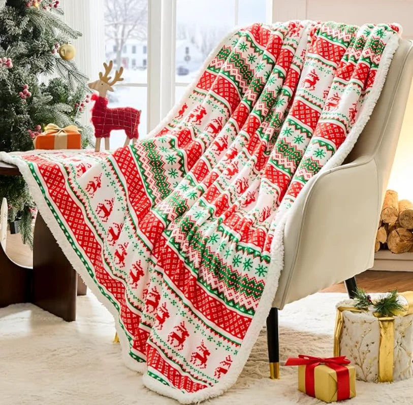 Abraço de Natal: Manta Peluciada Térmica com Estampas Festivas