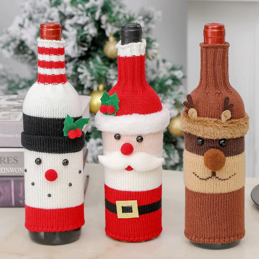 Charme na Garrafa: Vestido Decorativo Natalino em Tricô para Vinhos