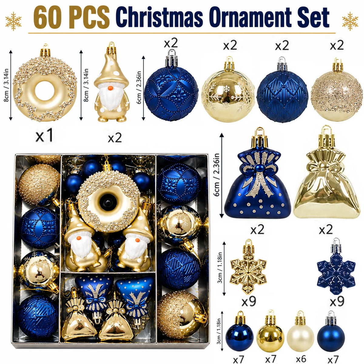 Encanto Real de Natal: Kit 60 Pingentes Decorativos em Caixa Organizadora