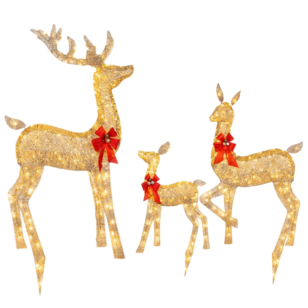 Luzes de Natal: Kit Família de Renas Luminosas para Mesa, Rack e Varanda