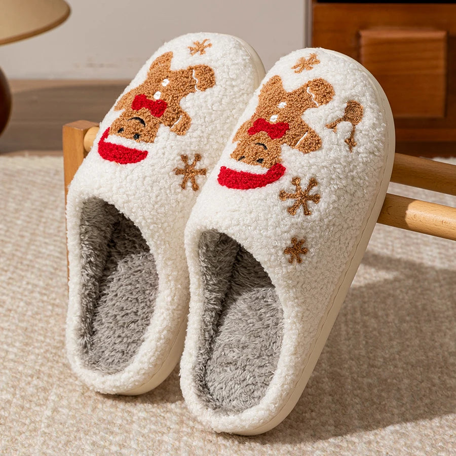 Pantufas de Natal Biscoito de Gengibre em Veludo