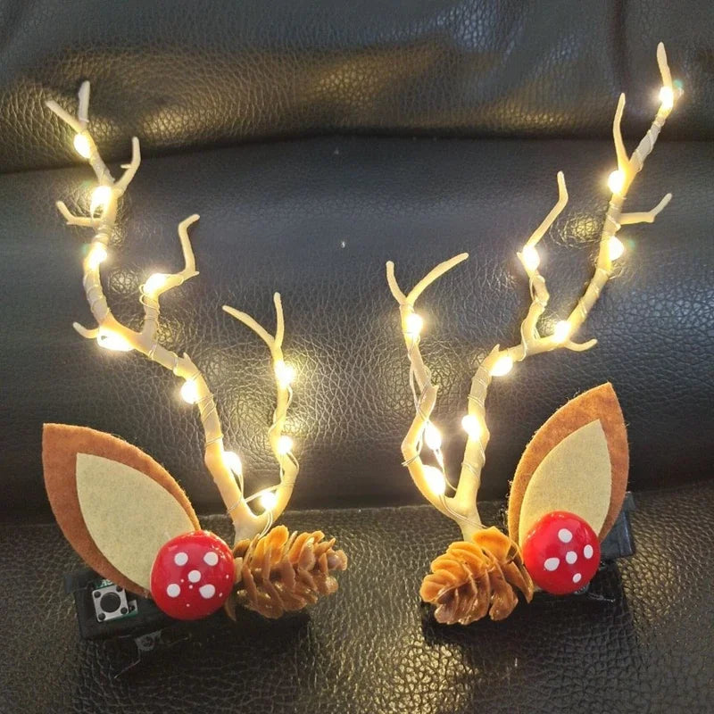 Tiara de Rena Natalina com LED Iluminada