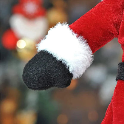 Par Casal Noel em Veludo: Capa Decorativa de Natal para Vinhos
