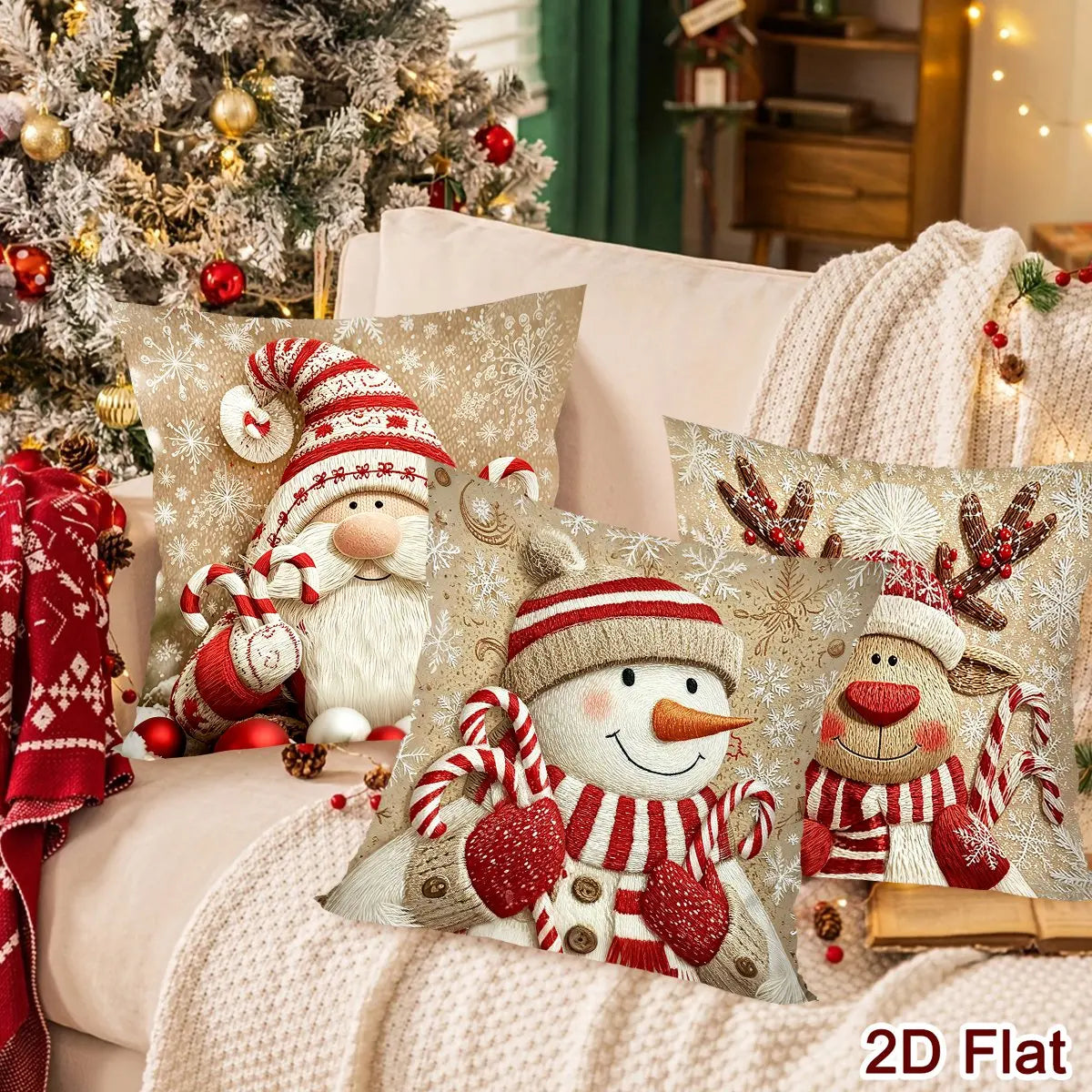 Conjunto de Capas de Almofada - Edição Especial de Natal (4 Peças)
