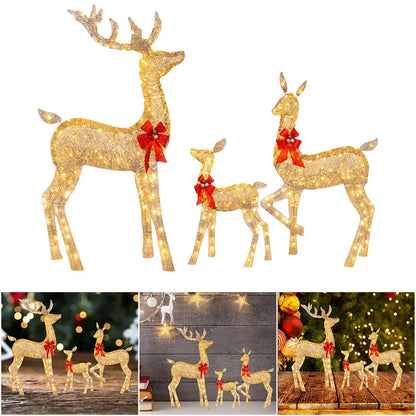 Luzes de Natal: Kit Família de Renas Luminosas para Mesa, Rack e Varanda