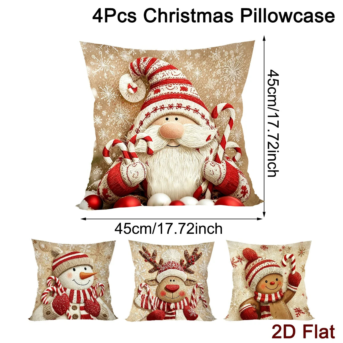 Conjunto de Capas de Almofada - Edição Especial de Natal (4 Peças)