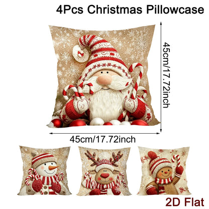 Conjunto de Capas de Almofada - Edição Especial de Natal (4 Peças)