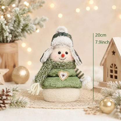 Boneco de Neve e Rena de Pelúcia Decorativa - Coleção Inverno Verde