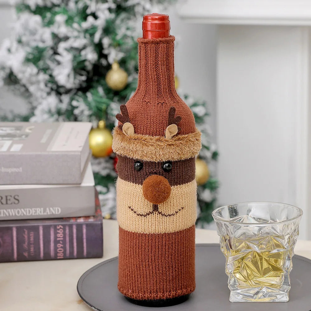 Charme na Garrafa: Vestido Decorativo Natalino em Tricô para Vinhos