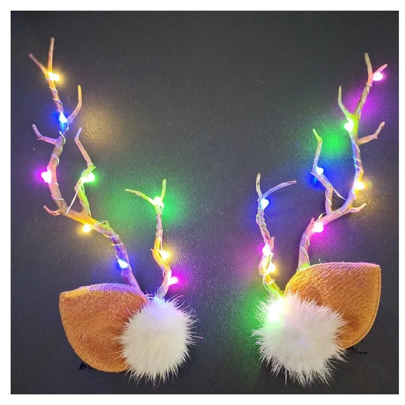 Tiara de Rena Natalina com LED Iluminada