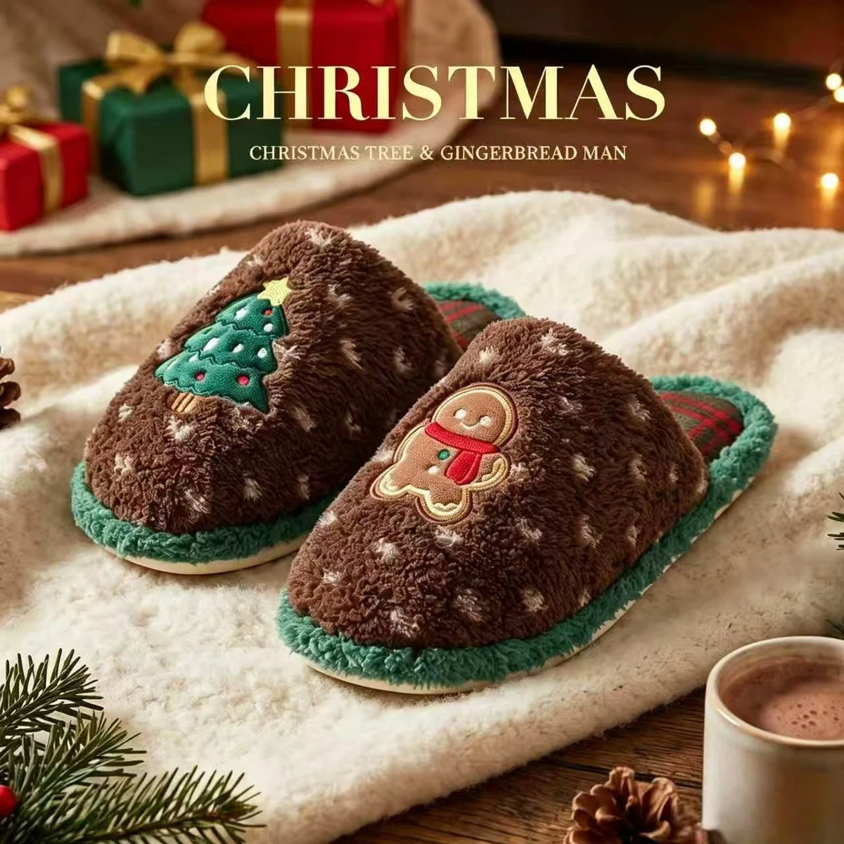 Passos Mágicos: Pantufa Natalina de Pelúcia Super Macia