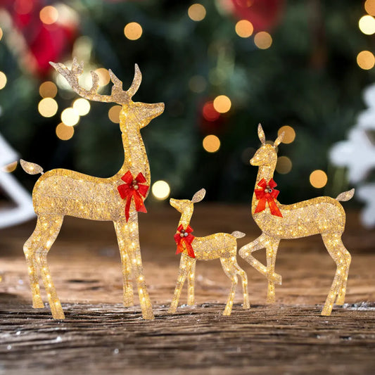 Luzes de Natal: Kit Família de Renas Luminosas para Mesa, Rack e Varanda
