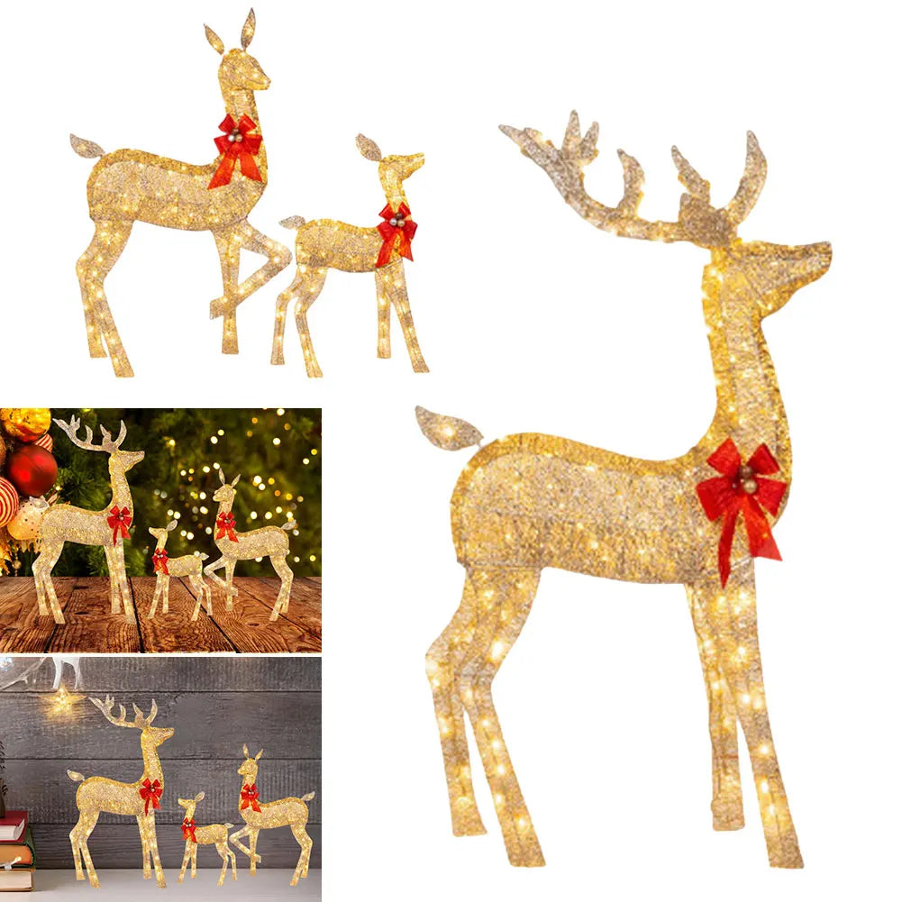 Luzes de Natal: Kit Família de Renas Luminosas para Mesa, Rack e Varanda