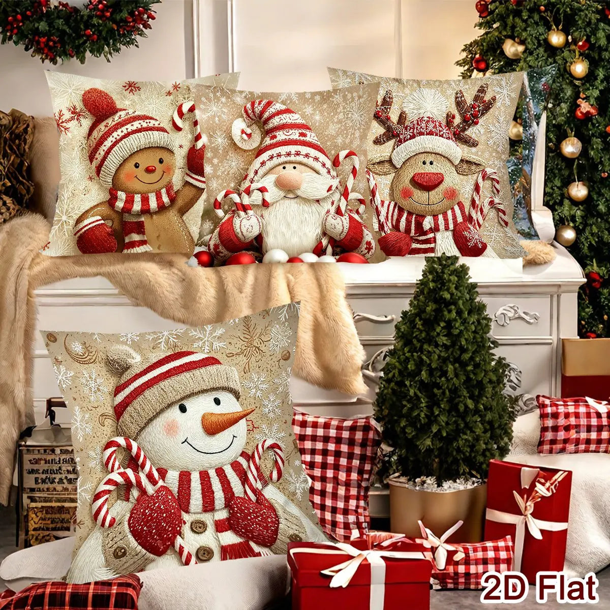 Conjunto de Capas de Almofada - Edição Especial de Natal (4 Peças)