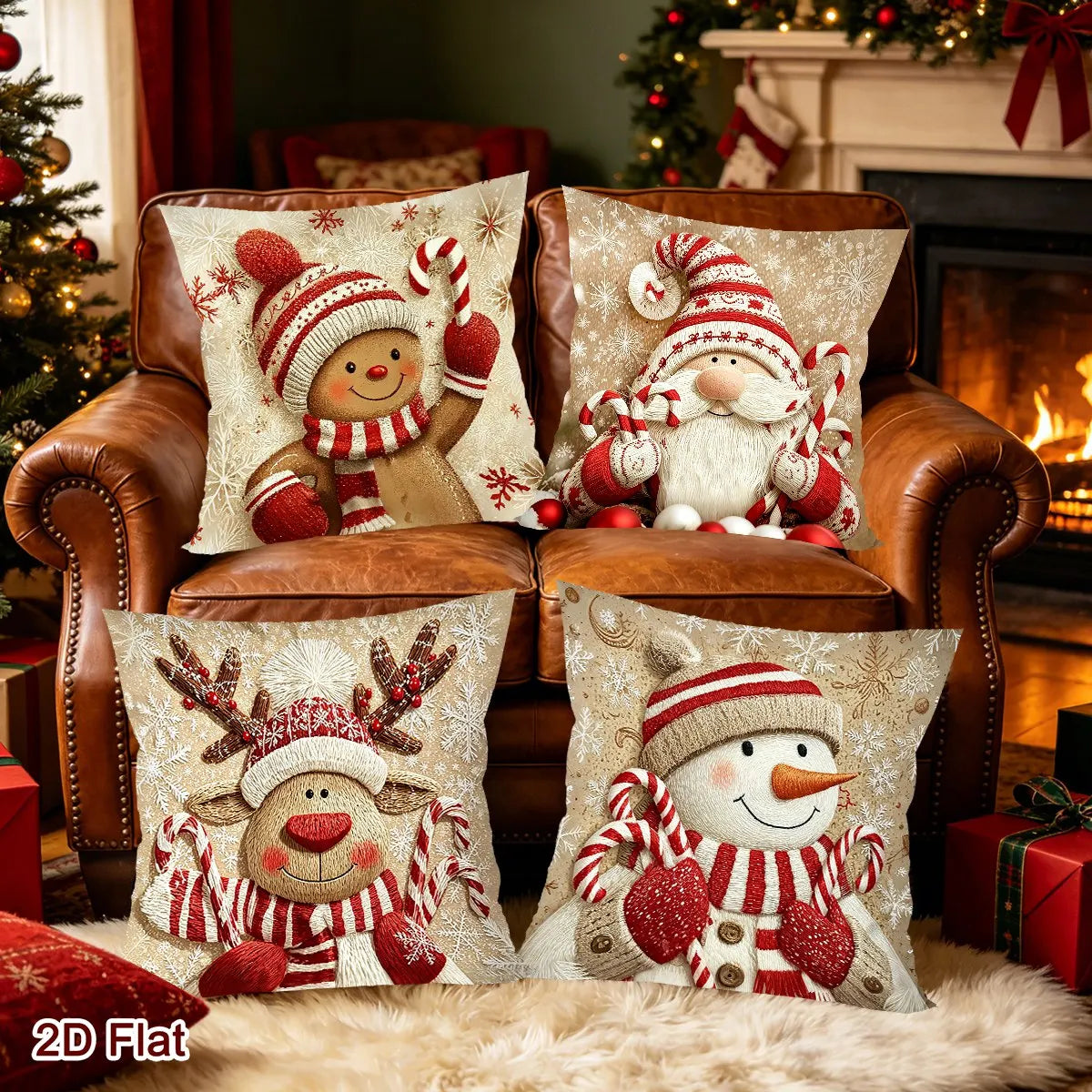 Conjunto de Capas de Almofada - Edição Especial de Natal (4 Peças)
