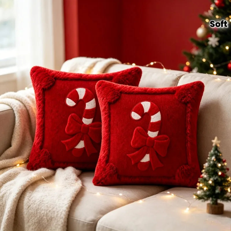 Capa Decorativa Luxo Natal - Edição Bengala Doce em Relevo