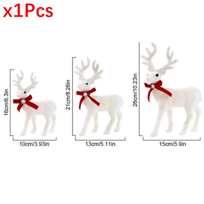 Rena Branca Decorativa Aveludada com Laço Vermelho