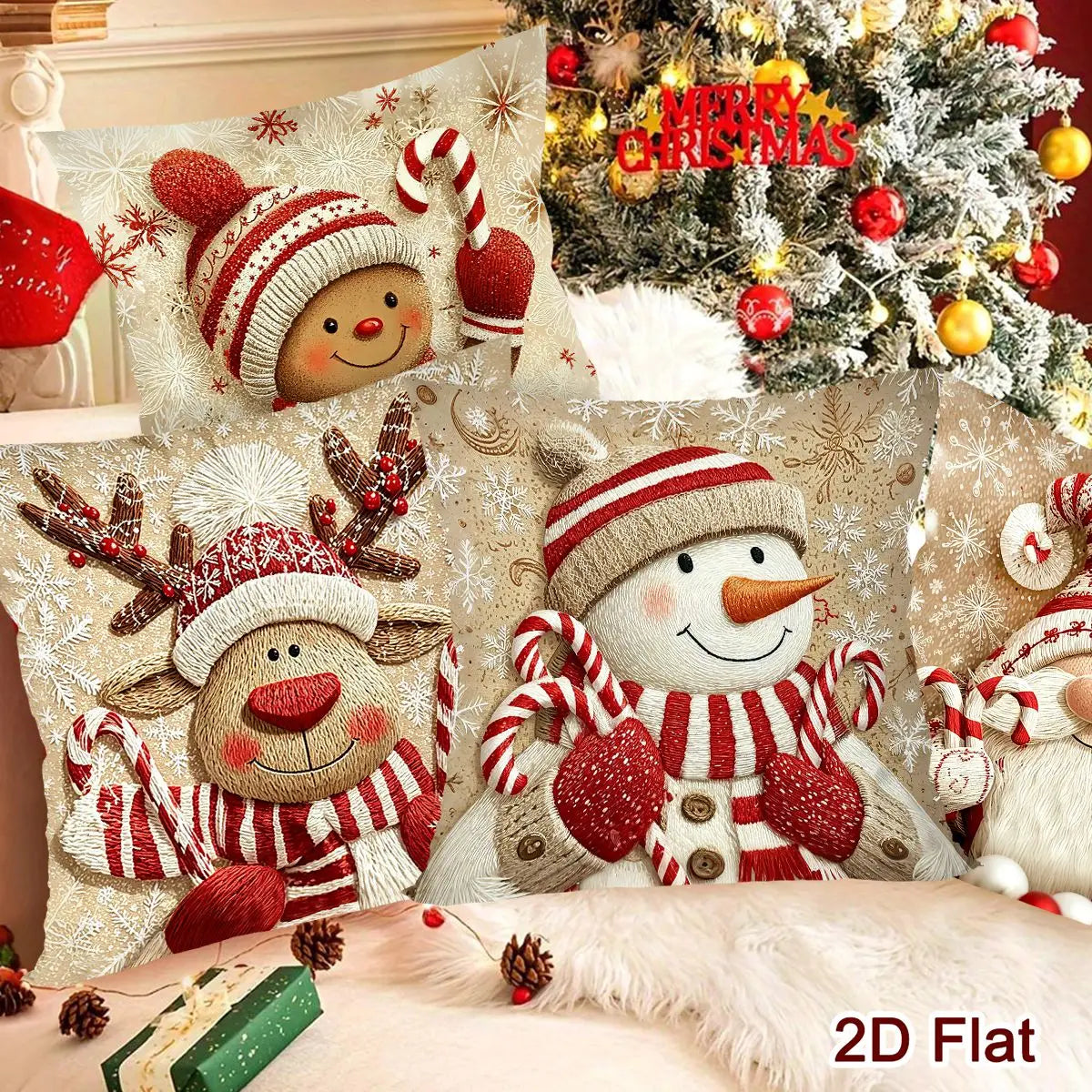 Conjunto de Capas de Almofada - Edição Especial de Natal (4 Peças)