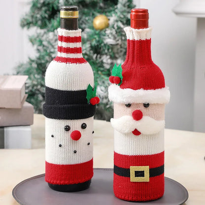 Charme na Garrafa: Vestido Decorativo Natalino em Tricô para Vinhos