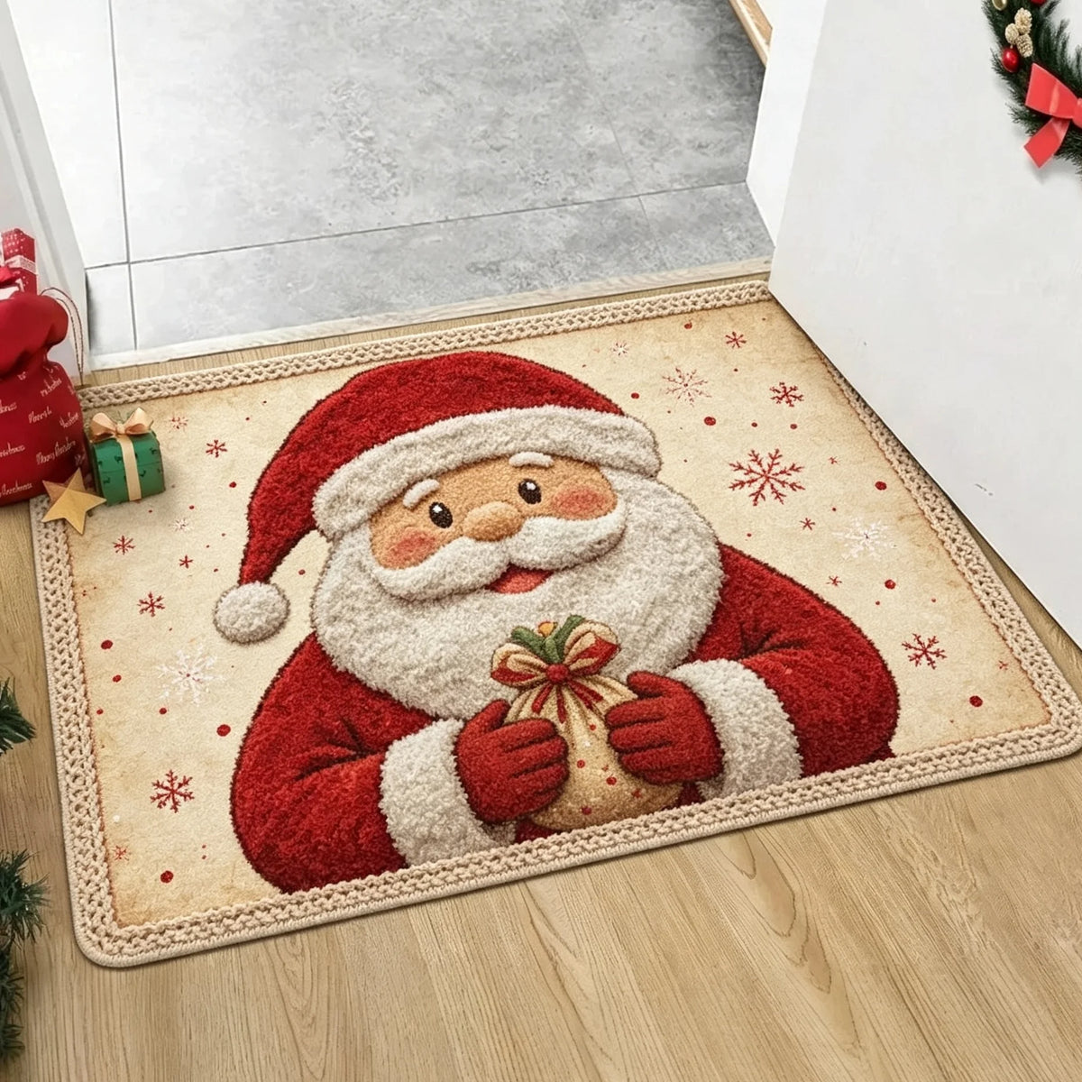 Boas Festas: Tapete Aconchegante Antiderrapante Papai Noel