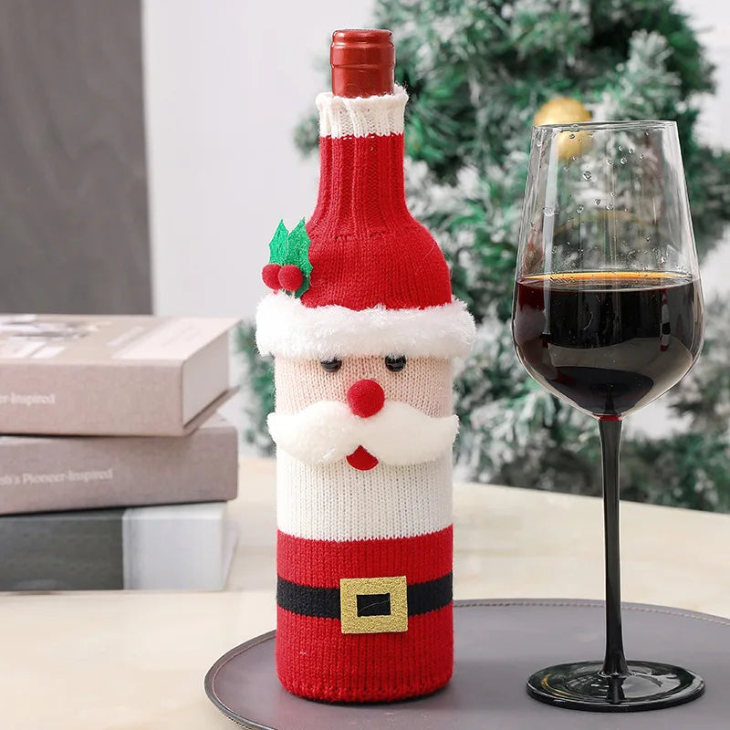 Charme na Garrafa: Vestido Decorativo Natalino em Tricô para Vinhos