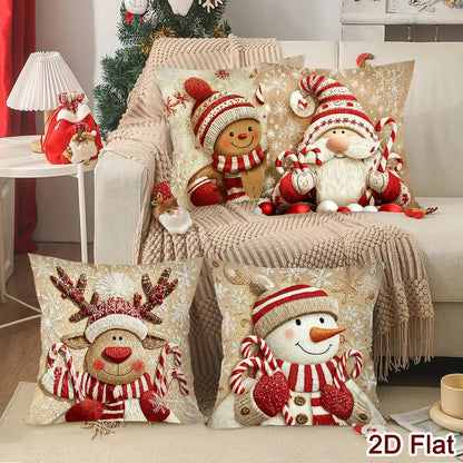 Conjunto de Capas de Almofada - Edição Especial de Natal (4 Peças)