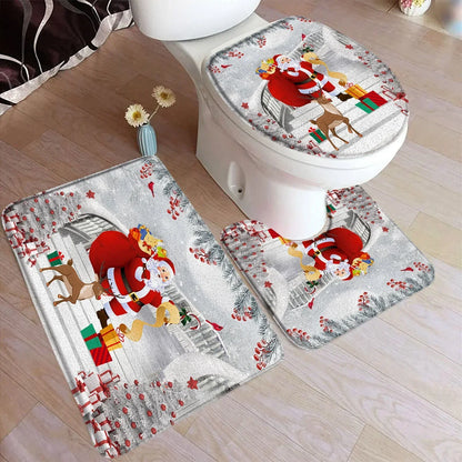 Conjunto Decorativo de Banheiro Natal - Kit 3 Peças