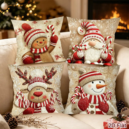Conjunto de Capas de Almofada - Edição Especial de Natal (4 Peças)