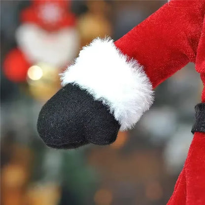 Par Casal Noel em Veludo: Capa Decorativa de Natal para Vinhos