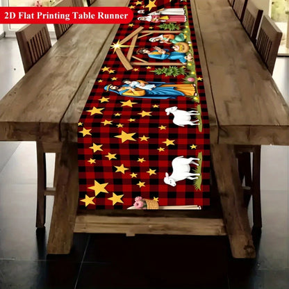 Fé e Tradição na Ceia: Trilho de Mesa Sagrada Família com Natividade