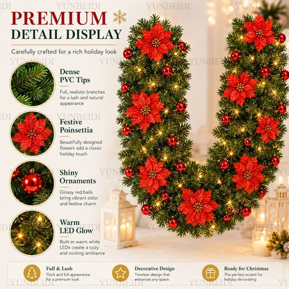 Festão de Natal Decorado com LED 1,5m