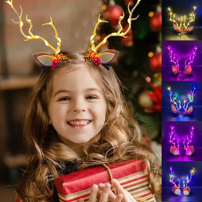 Tiara de Rena Natalina com LED Iluminada
