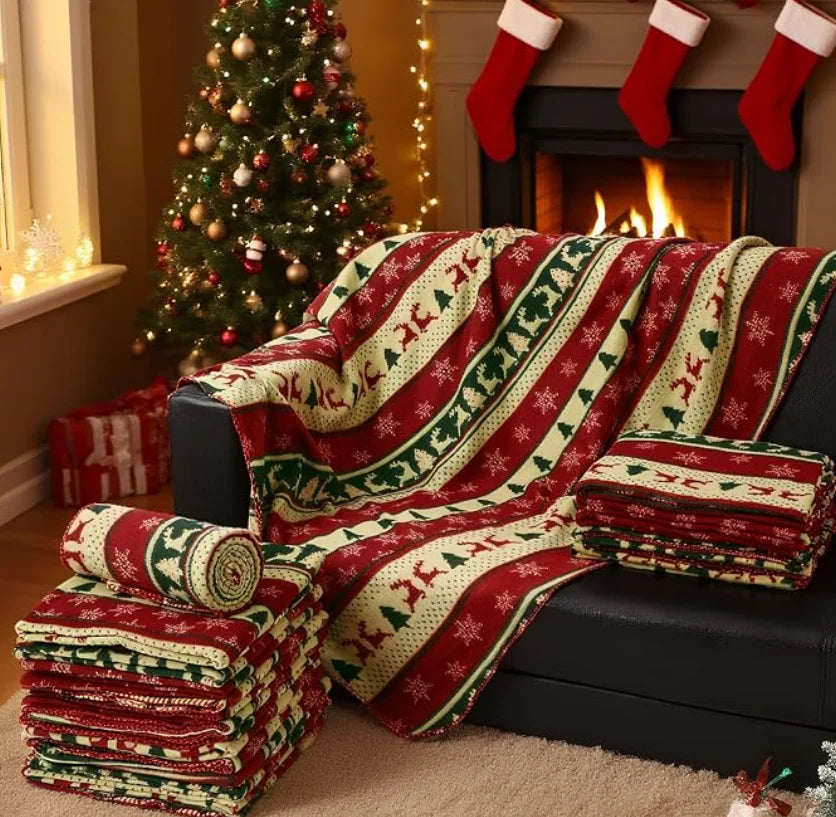 Abraço de Natal: Manta Peluciada Térmica com Estampas Festivas