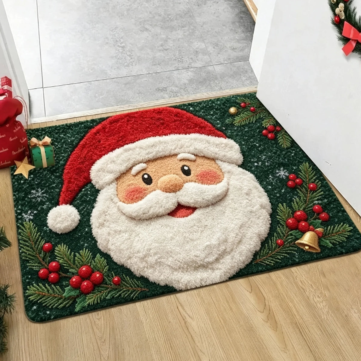 Boas Festas: Tapete Aconchegante Antiderrapante Papai Noel