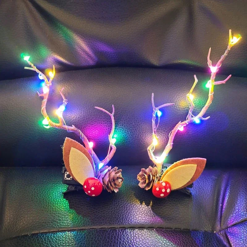 Tiara de Rena Natalina com LED Iluminada
