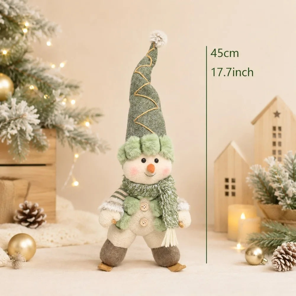 Boneco de Neve e Rena de Pelúcia Decorativa - Coleção Inverno Verde