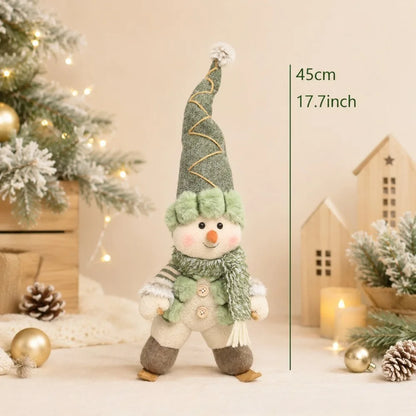 Boneco de Neve e Rena de Pelúcia Decorativa - Coleção Inverno Verde